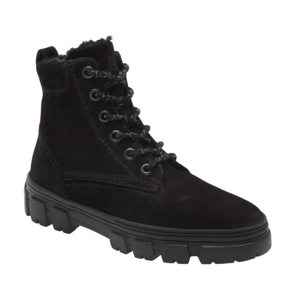 NEW PAUL GREEN women's joaquin genuine shearling moto boots in black